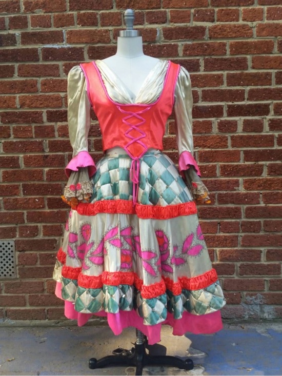 Brooks Other - Brooks 1940’s Pink and Cream Quilted Patchwork Midi Theatrical Dress
